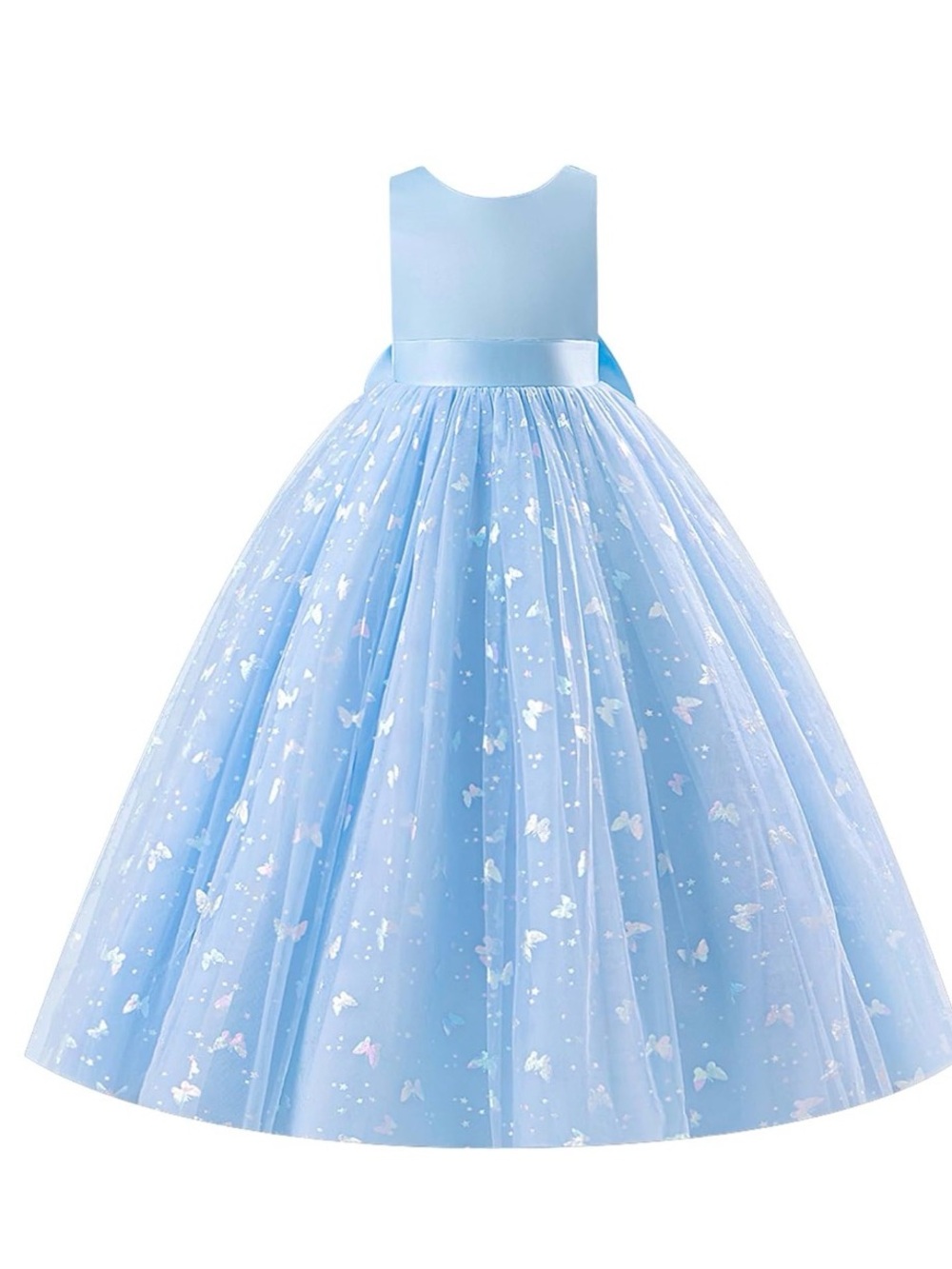 Light Blue Tulle Butterfly Princess Dress for Kids
